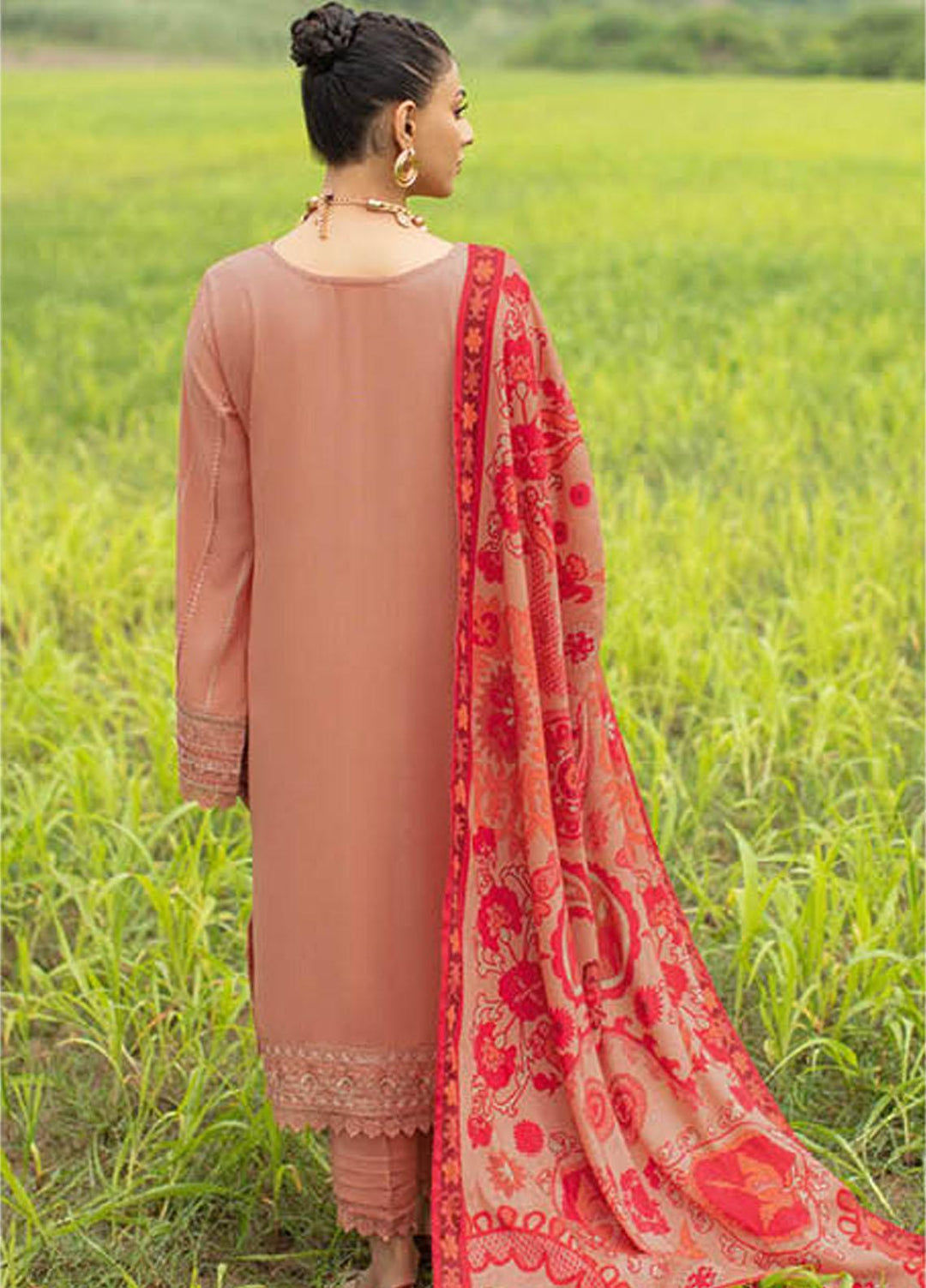 Reet By Ramsha Embroidered Karandi Suits Unstitched 3 Piece RSH22-R6 R-609 - Luxury Collection