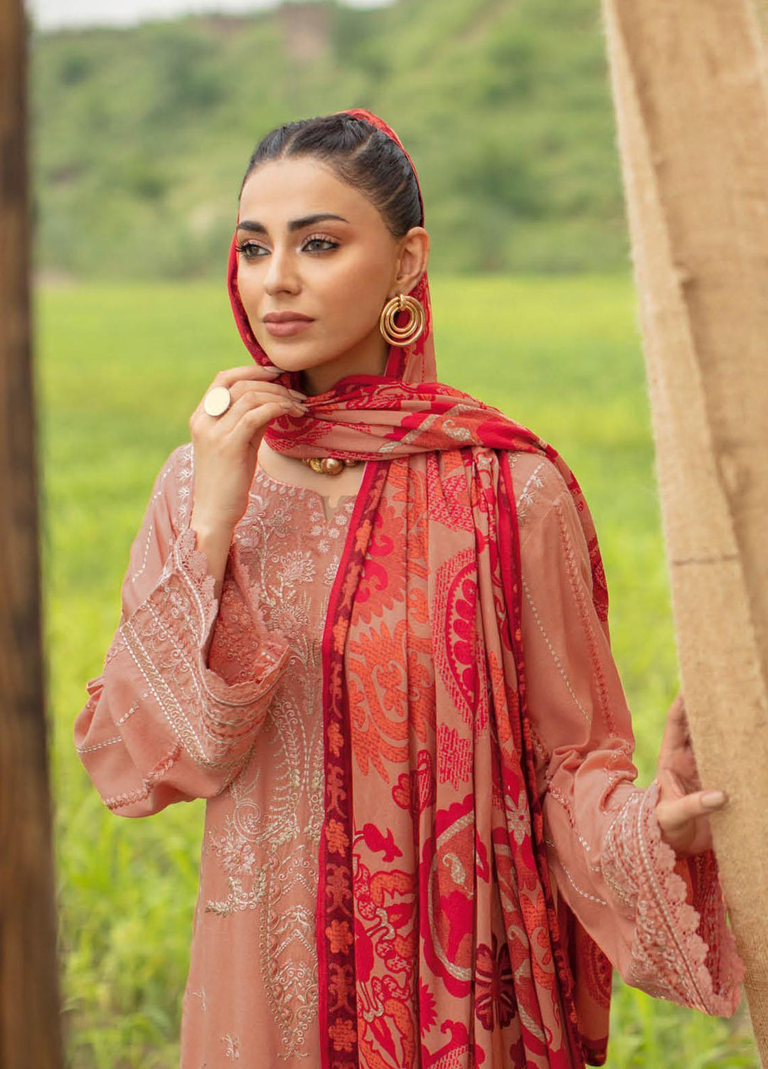 Reet By Ramsha Embroidered Karandi Suits Unstitched 3 Piece RSH22-R6 R-609 - Luxury Collection