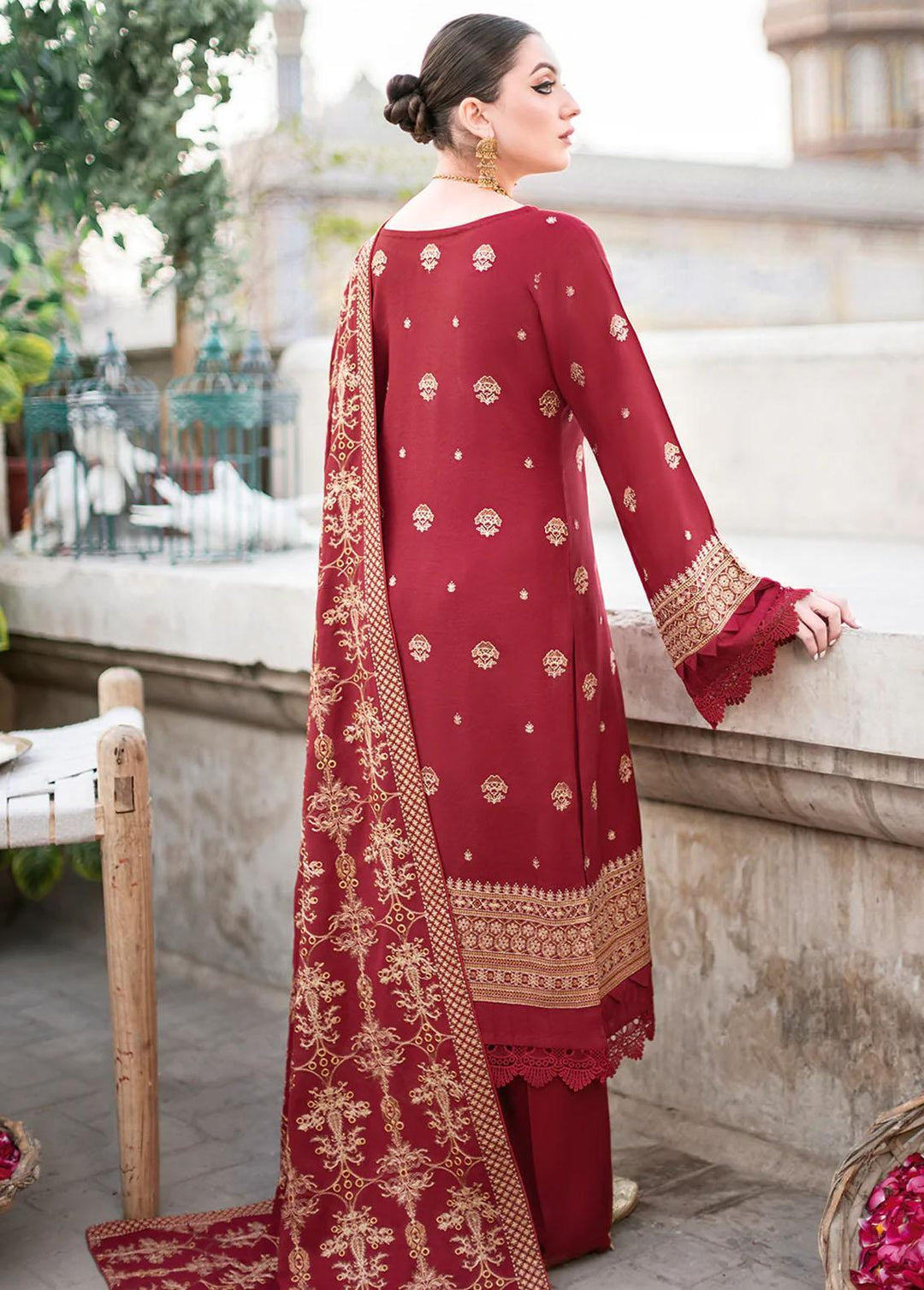 Reet By Ramsha Embroidered Karandi Suits Unstitched 3 Piece RSH22-R8 R-802 - Luxury Collection