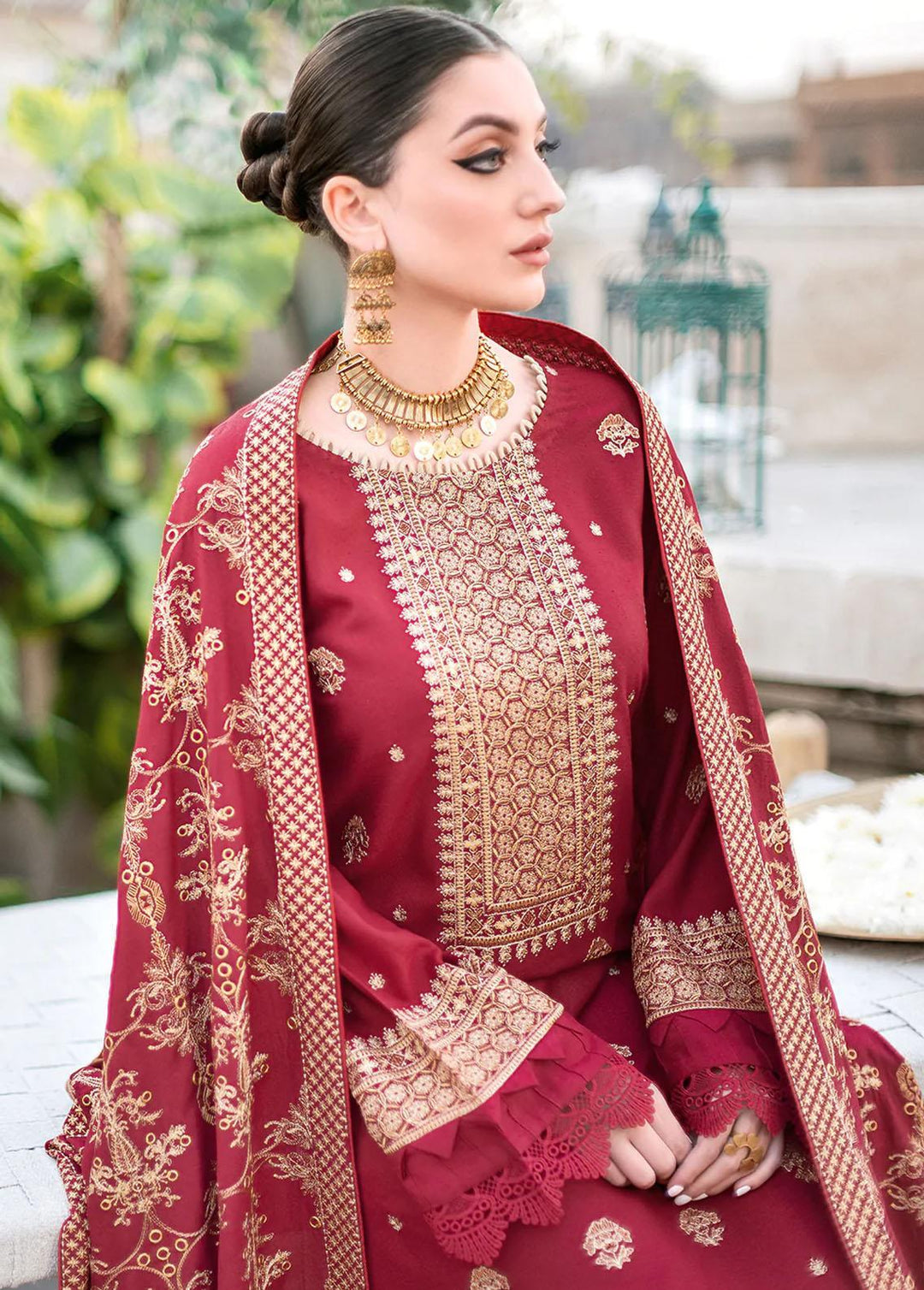 Reet By Ramsha Embroidered Karandi Suits Unstitched 3 Piece RSH22-R8 R-802 - Luxury Collection