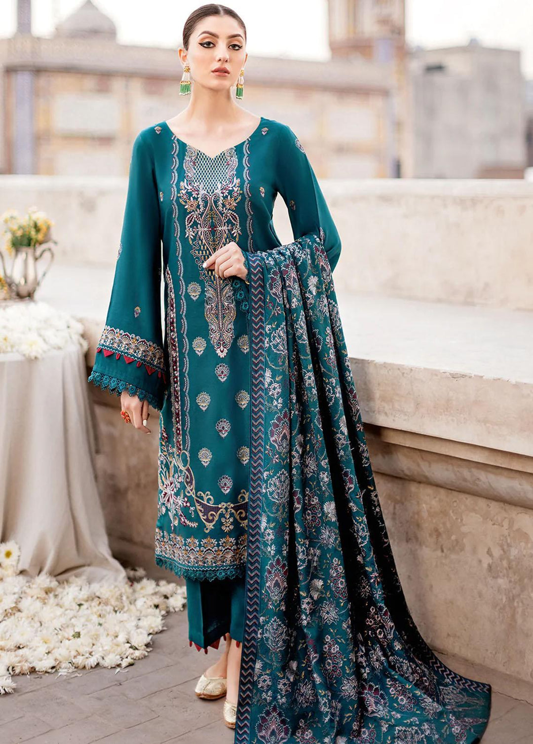 Reet By Ramsha Embroidered Karandi Suits Unstitched 3 Piece RSH22-R8 R-804 - Luxury Collection