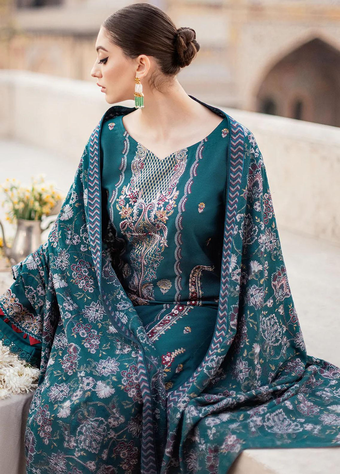 Reet By Ramsha Embroidered Karandi Suits Unstitched 3 Piece RSH22-R8 R-804 - Luxury Collection