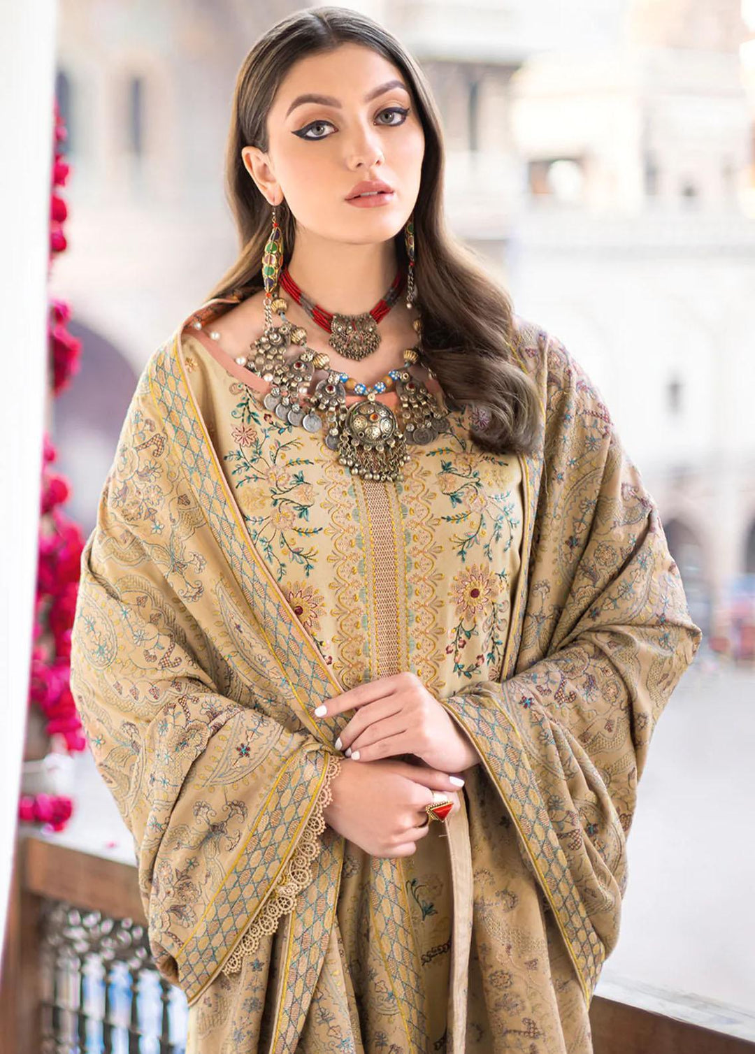 Reet By Ramsha Embroidered Karandi Suits Unstitched 3 Piece RSH22-R8 R-805 - Luxury Collection