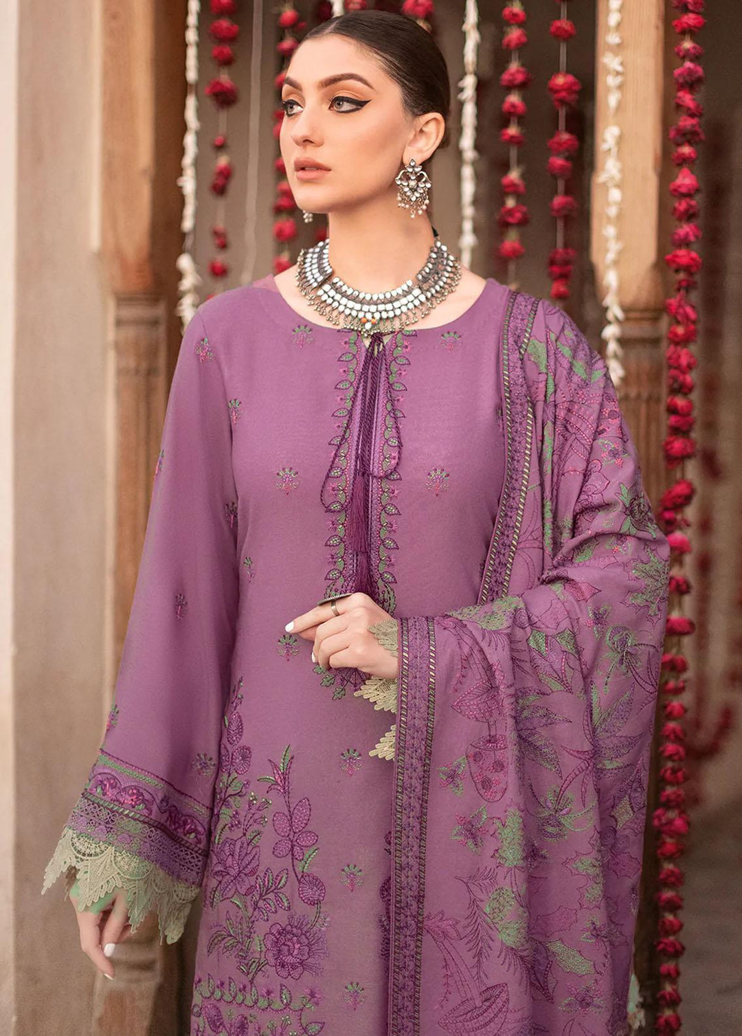 Reet By Ramsha Embroidered Karandi Suits Unstitched 3 Piece RSH22-R8 R-807 - Luxury Collection