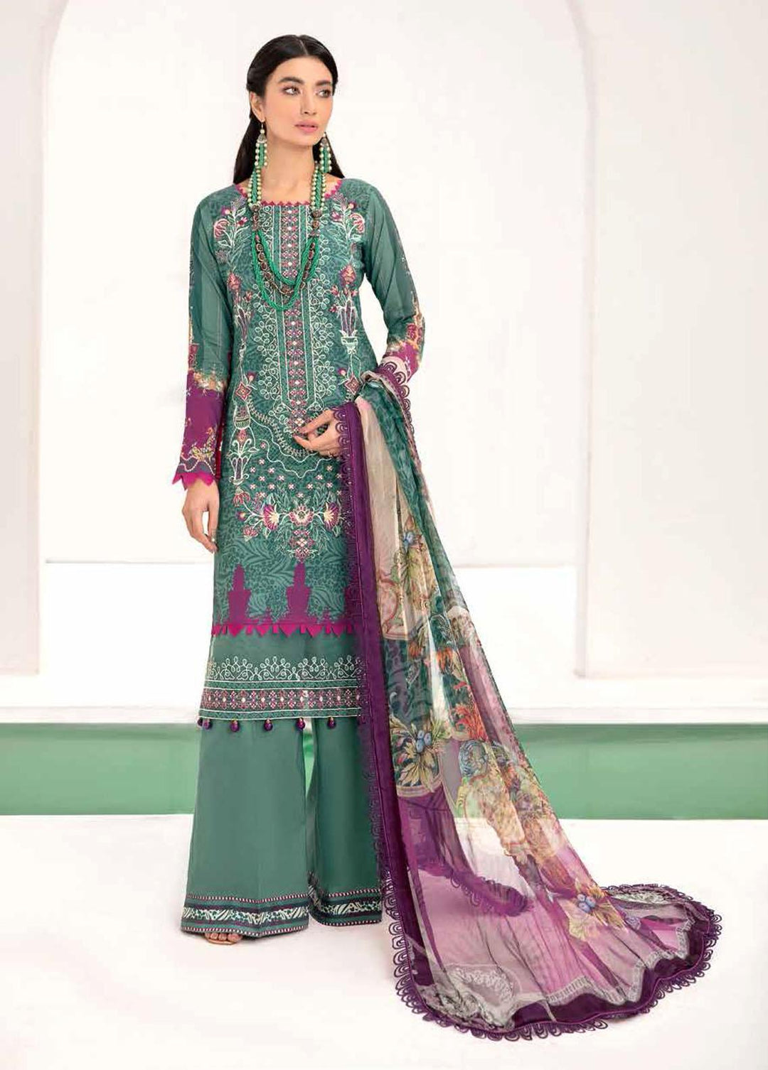 Reet By Ramsha Embroidered Lawn Suits Unstitched 3 Piece RSH22-R4 R-401 - Luxury Collection