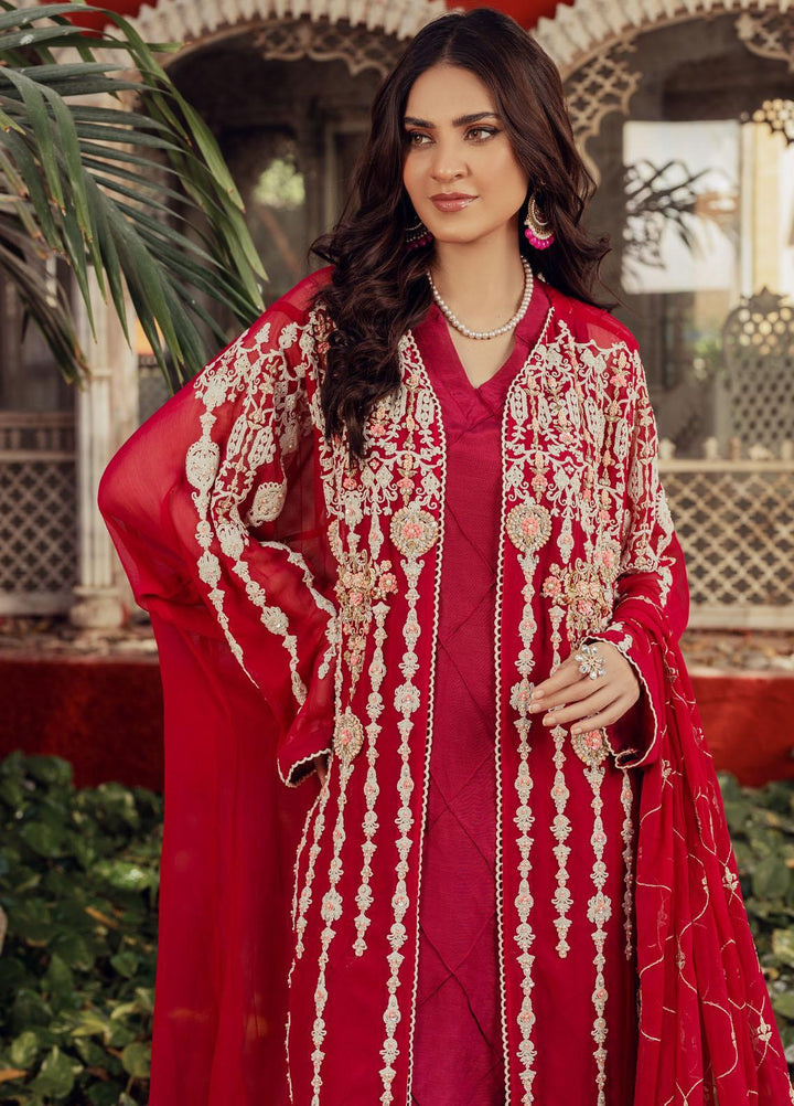 Shamooz Luxury Pret  Chiffon 3 Piece Suit Crimson SEM-0434