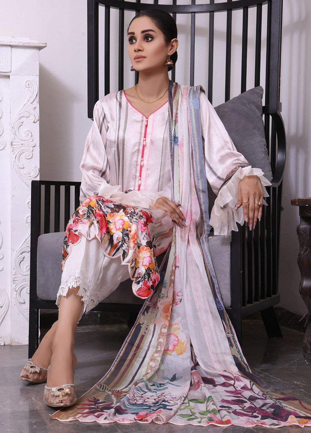 Ravishing By Regalia Textiles Printed Charmeuse Silk Suits Unstitched 2 Piece RGT22RC D5 - Winter Collection