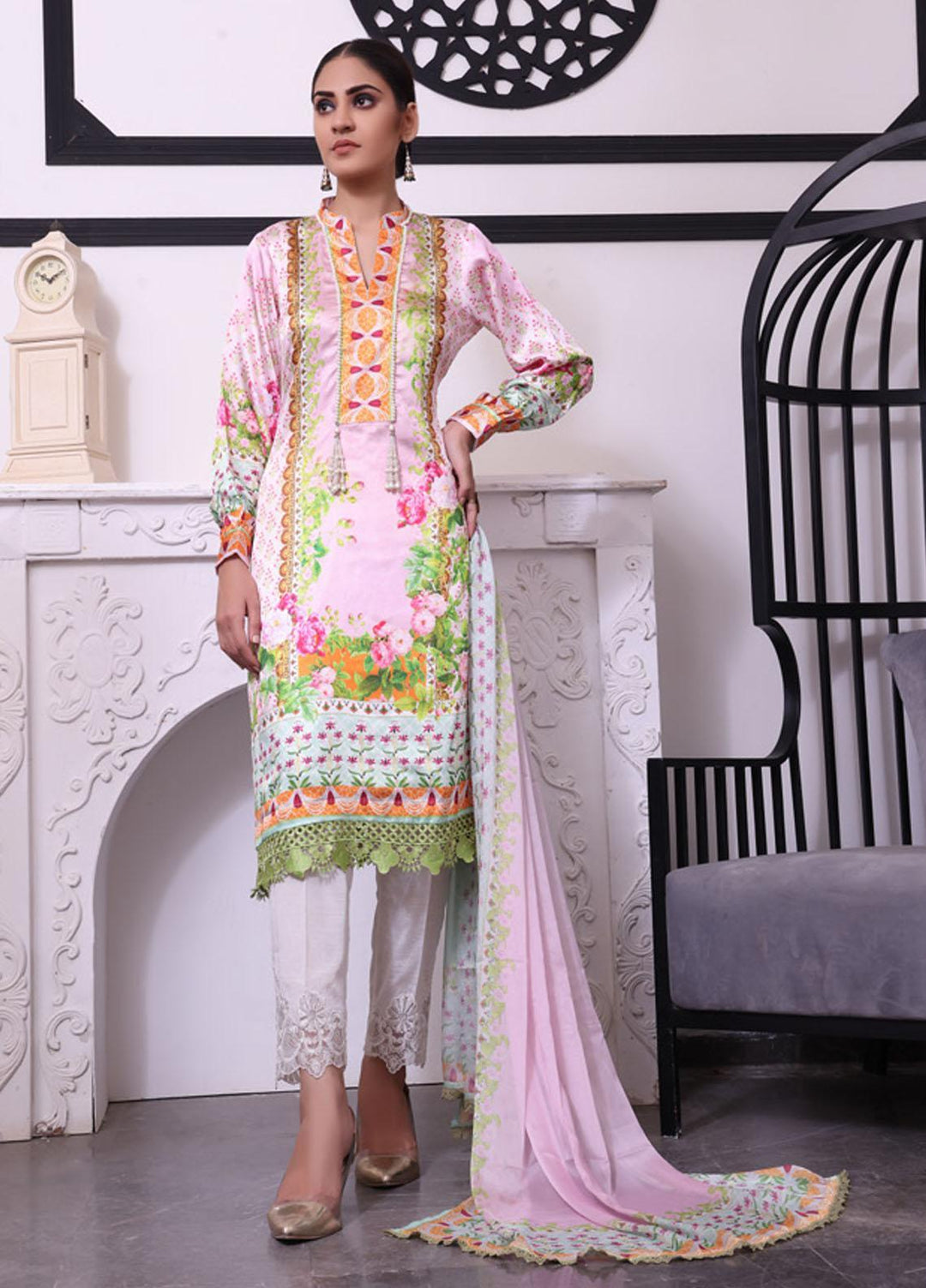 Ravishing By Regalia Textiles Printed Charmeuse Silk Suits Unstitched 2 Piece RGT22RC D6 - Winter Collection