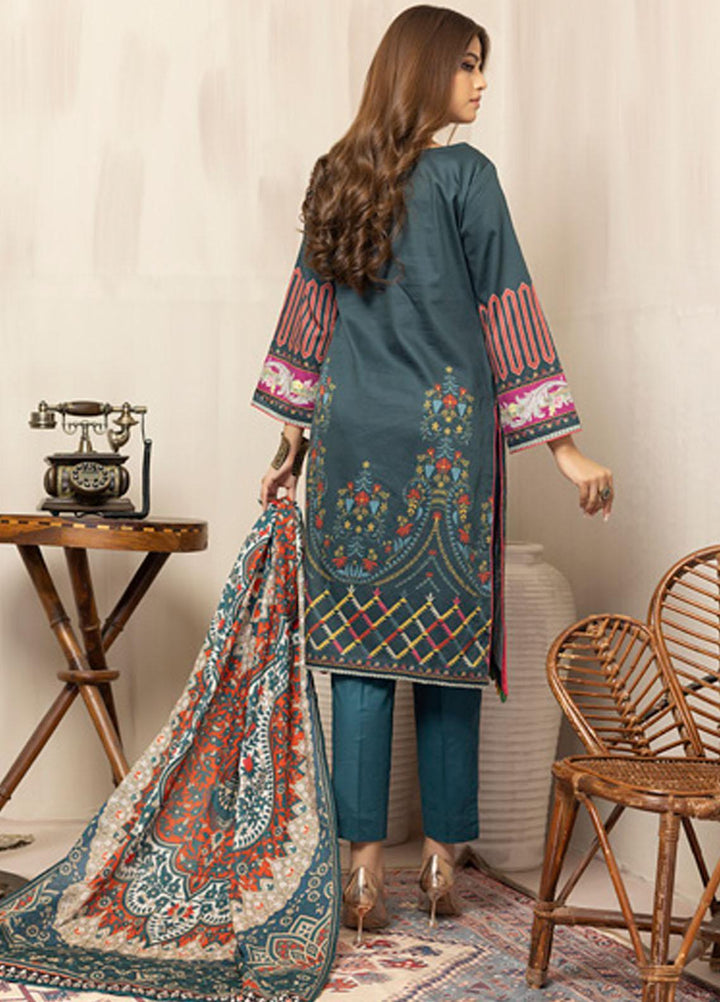 Regalia Textiles Printed Cotton Satin Suits Unstitched 3 Piece RGT22CS D1 - Festive Collection