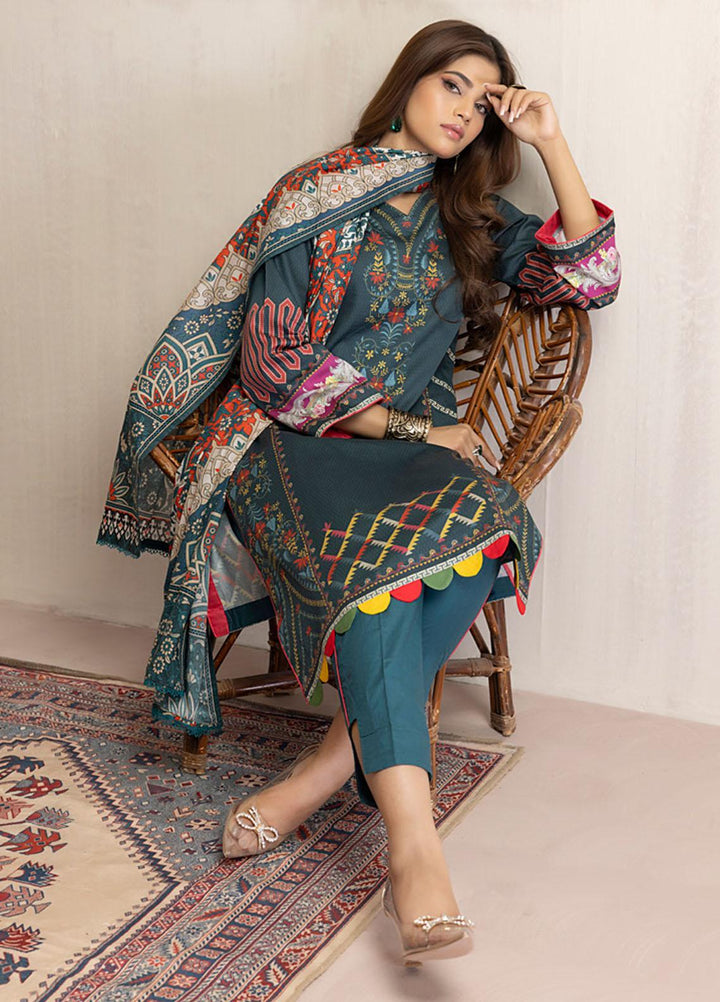Regalia Textiles Printed Cotton Satin Suits Unstitched 3 Piece RGT22CS D1 - Festive Collection