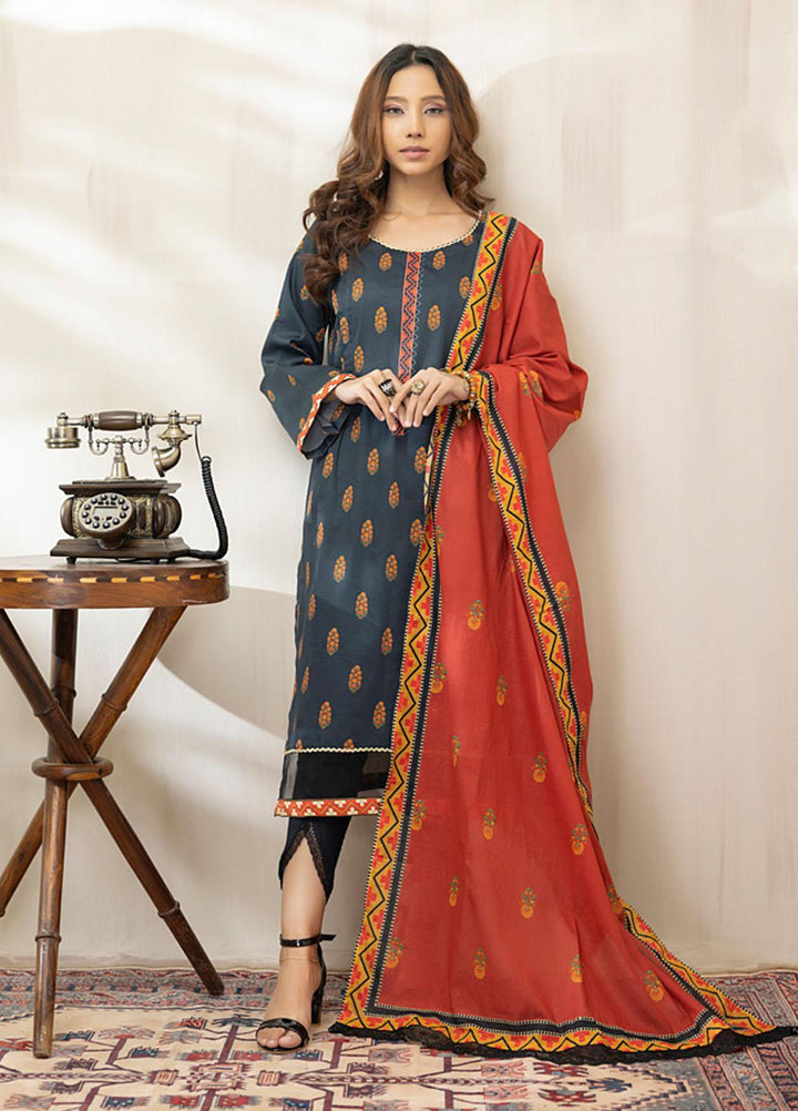 Regalia Textiles Printed Cotton Satin Suits Unstitched 3 Piece RGT22CS D2 - Festive Collection