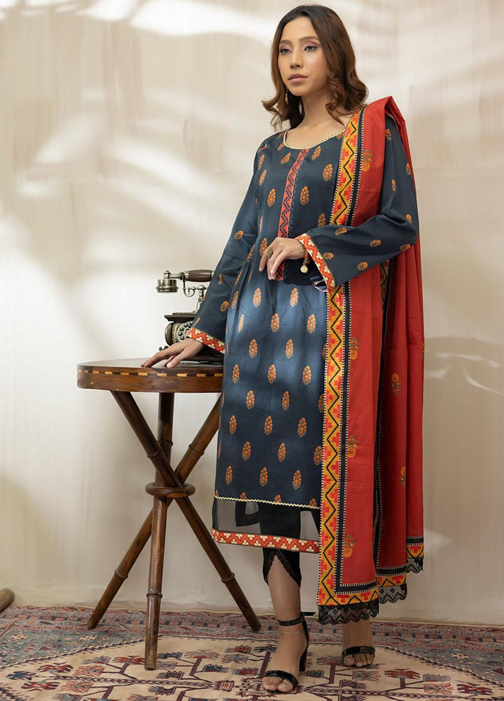 Regalia Textiles Printed Cotton Satin Suits Unstitched 3 Piece RGT22CS D2 - Festive Collection