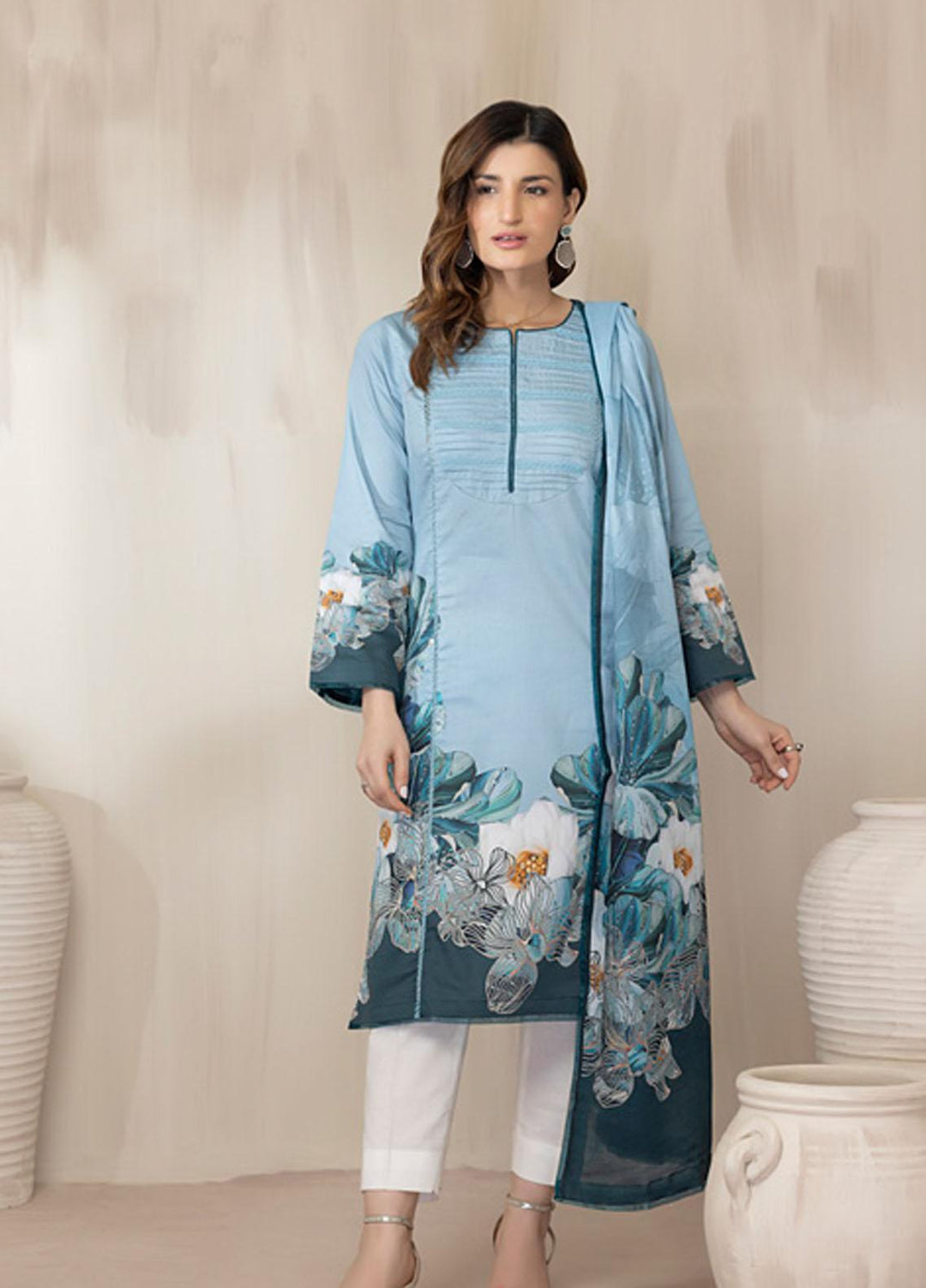 Regalia Textiles Printed Cotton Satin Suits Unstitched 3 Piece RGT22CS D4 - Festive Collection
