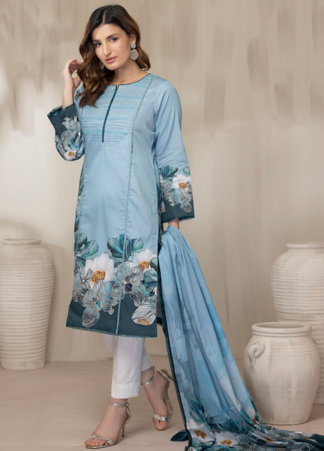 Regalia Textiles Printed Cotton Satin Suits Unstitched 3 Piece RGT22CS D4 - Festive Collection