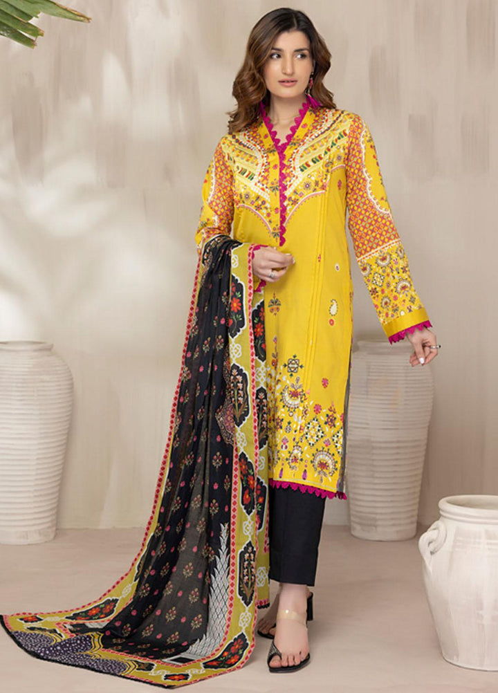 Regalia Textiles Printed Cotton Satin Suits Unstitched 3 Piece RGT22CS D6 - Festive Collection