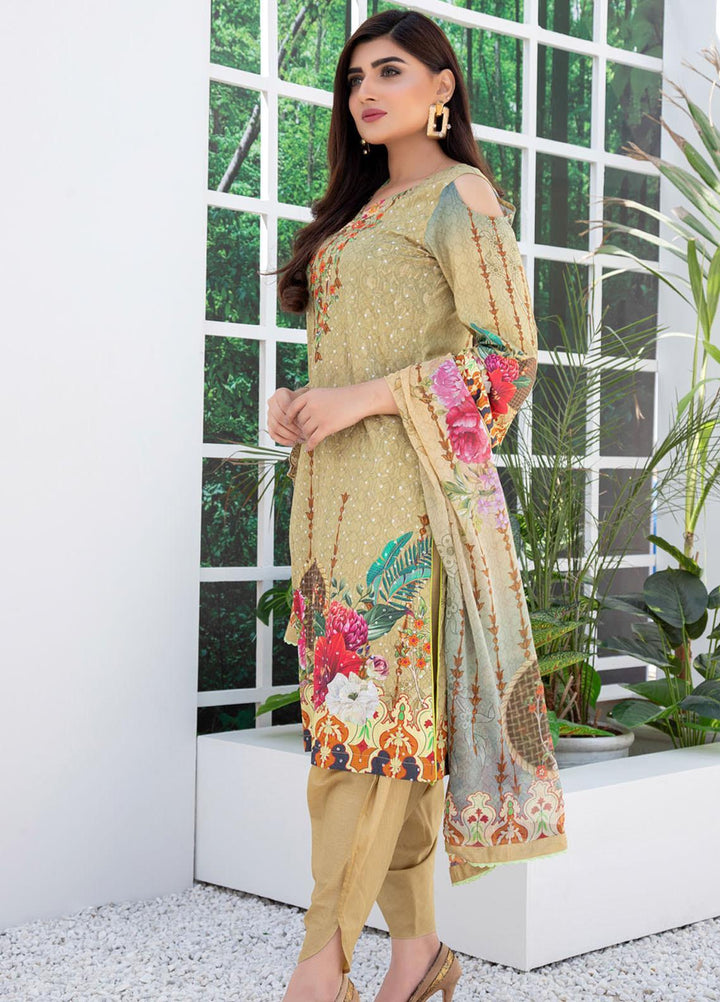 Regalia Textiles Embroidered Lawn Suits Unstitched 3 Piece RG21FE D-01 - Summer Collection