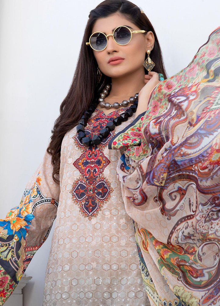 Regalia Textiles Embroidered Lawn Suits Unstitched 3 Piece RG21FE D-04 - Summer Collection