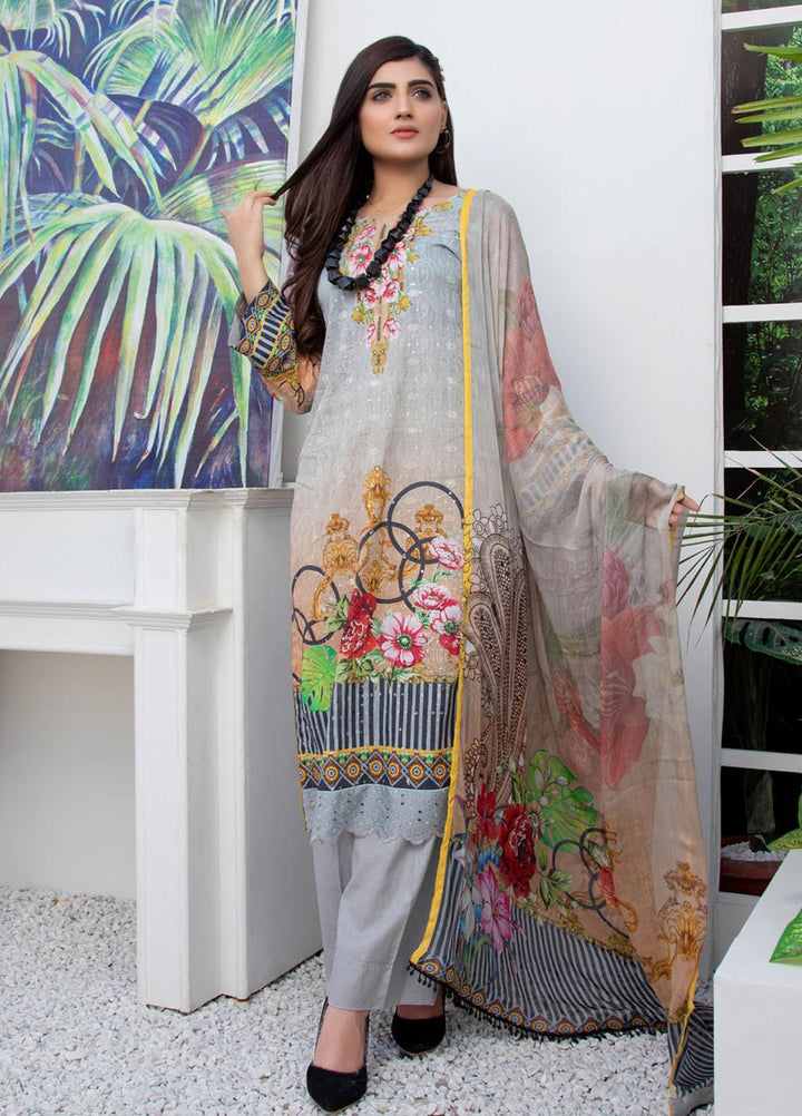 Regalia Textiles Embroidered Lawn Suits Unstitched 3 Piece RG21FE D-05 - Summer Collection