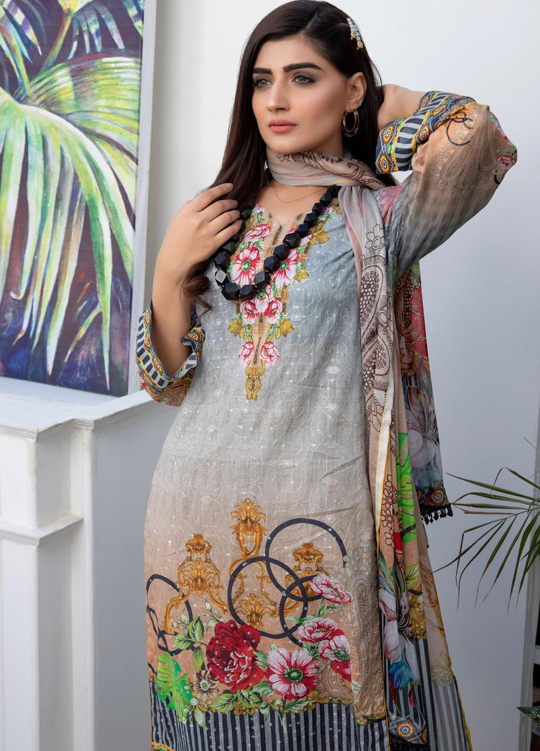 Regalia Textiles Embroidered Lawn Suits Unstitched 3 Piece RG21FE D-05 - Summer Collection