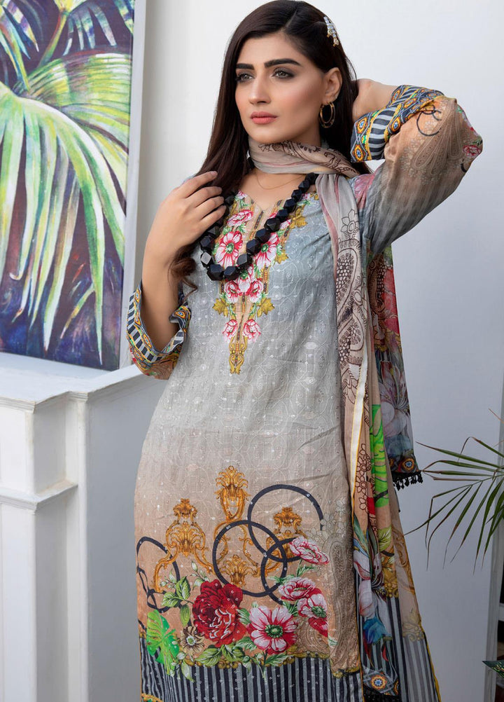 Regalia Textiles Embroidered Lawn Suits Unstitched 3 Piece RG21FE D-05 - Summer Collection