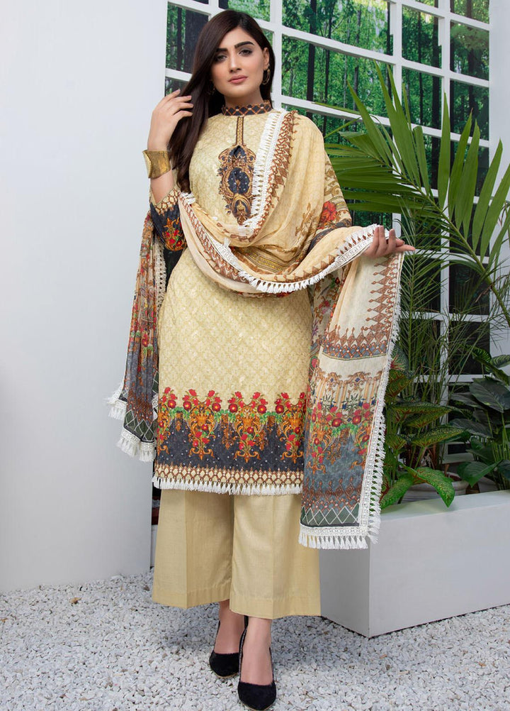 Regalia Textiles Embroidered Lawn Suits Unstitched 3 Piece RG21FE D-06 - Summer Collection
