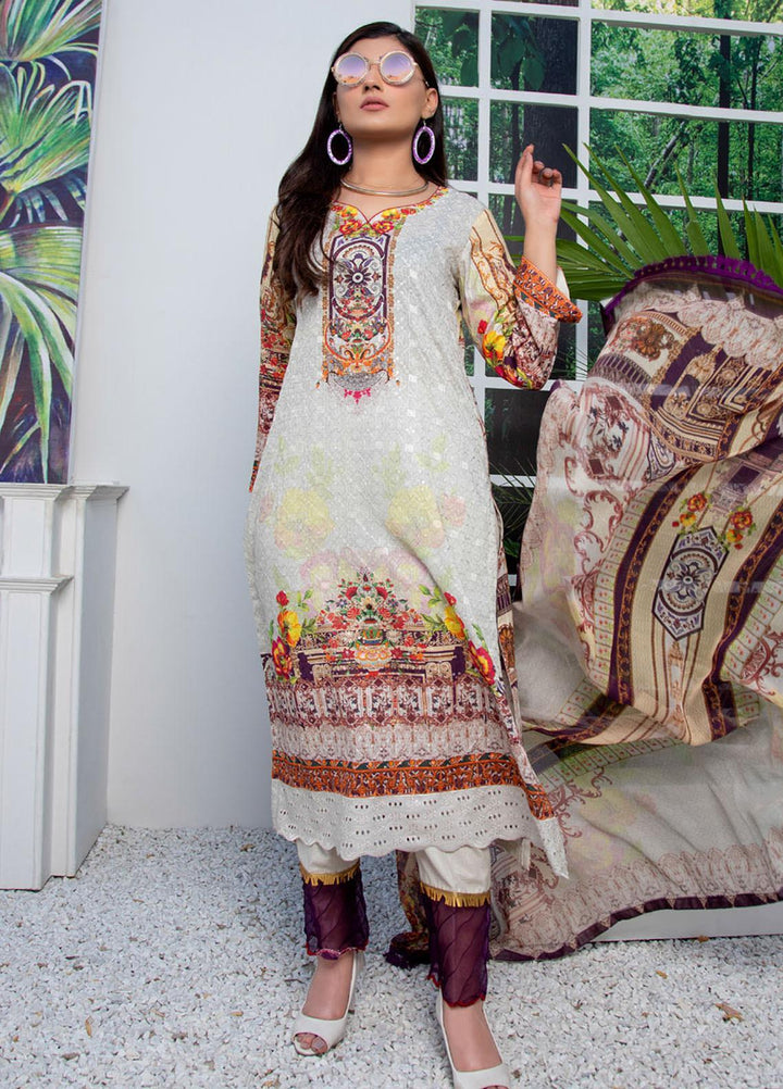 Regalia Textiles Embroidered Lawn Suits Unstitched 3 Piece RG21FE D-08 - Summer Collection