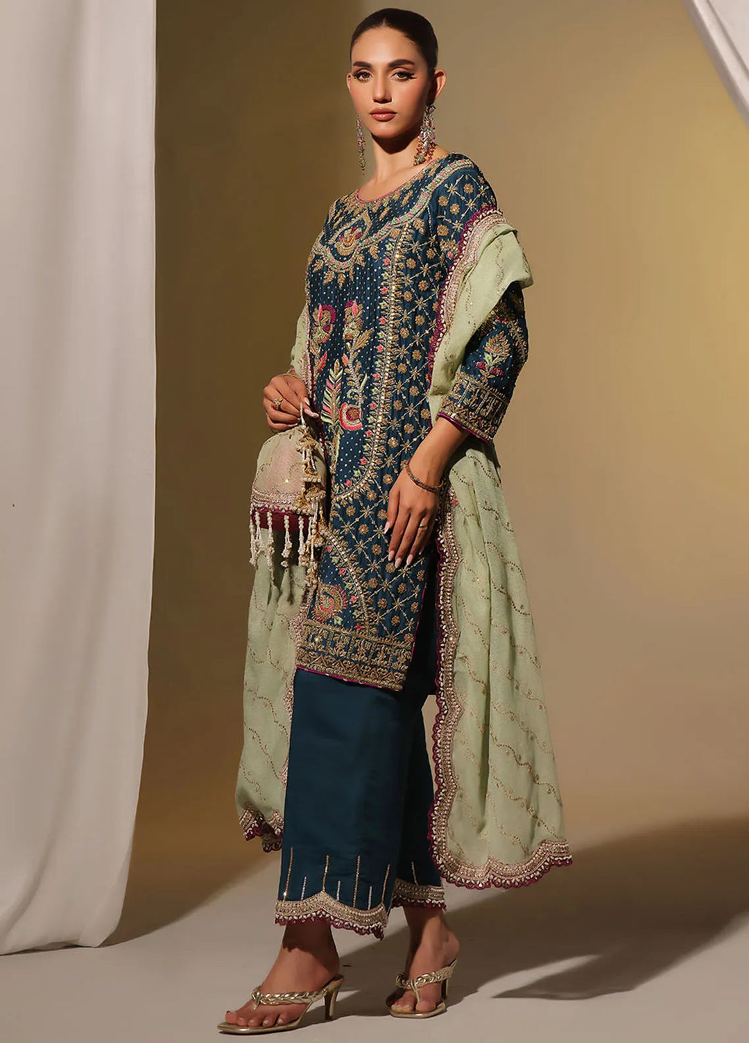 Rehan N Muzammil Pret Embroidered Sheesha Silk 3 Piece Suit Adelaide