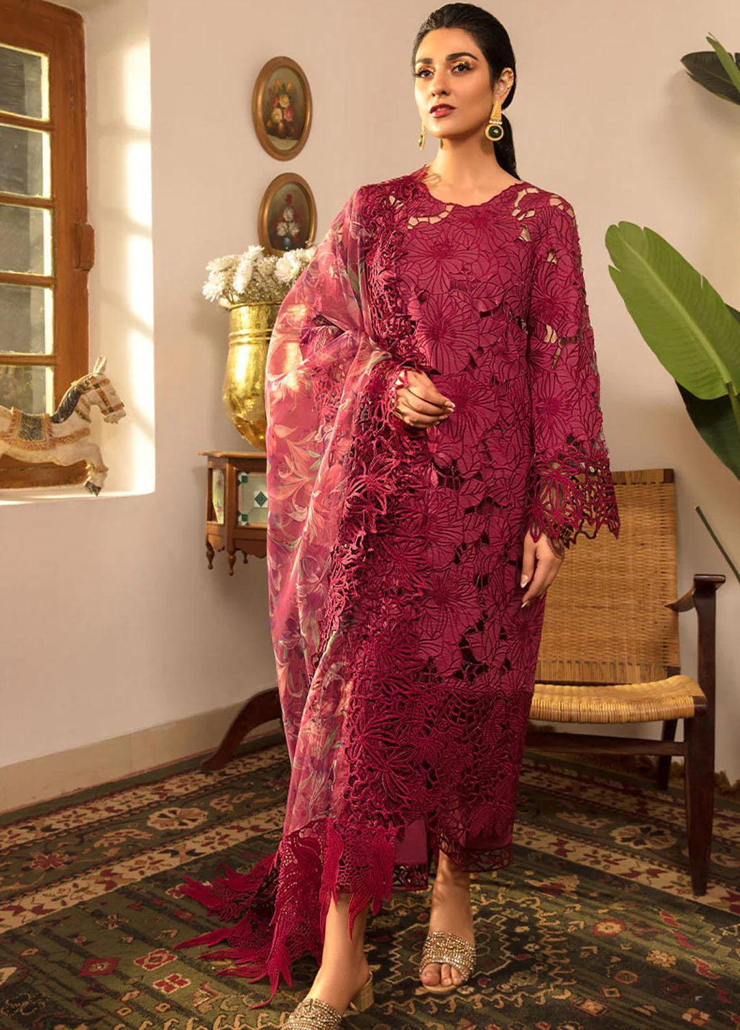Rehmat By Rang Rasiya Embroidered Lawn Suits Unstitched 3 Piece RR23RL D-08 Aysel - Luxury Eid Collection