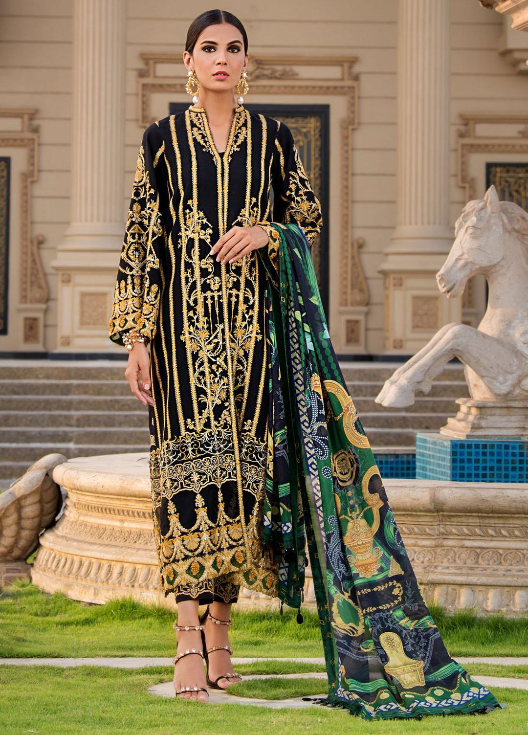 Reign Embroidered Lawn Suits Unstitched 3 Piece RGN21RG DION - Summer Collection