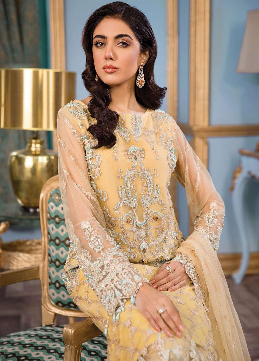 Reign Embroidered Net Suits Unstitched 3 Piece RGN22TF RN-04 REGINE - Formals Collection