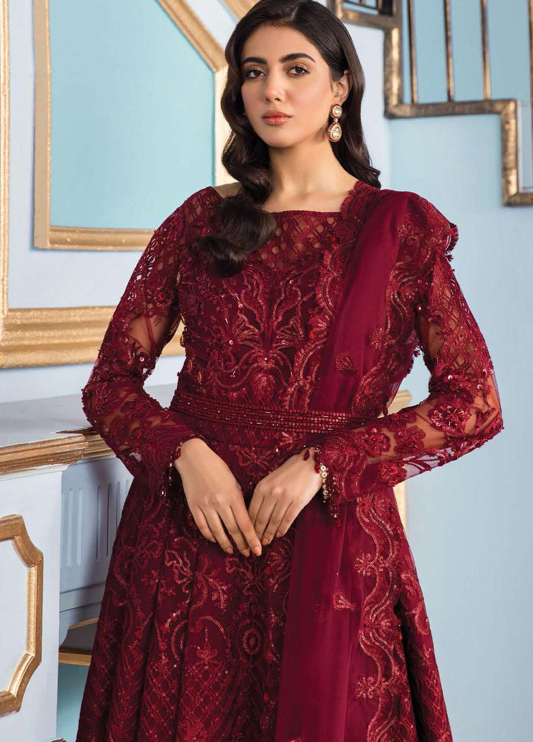 Reign Embroidered Net Suits Unstitched 3 Piece RGN22TF RN-10 ROSALIE - Formals Collection