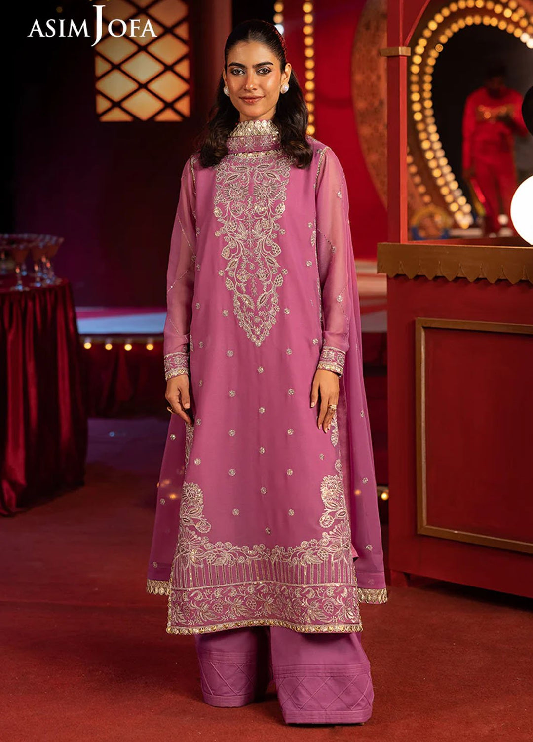 Rejoice by Asim Jofa Embroidered Chiffon Suits Unstitched 3 Piece AJ25RF AJLFF-07-UNS - Festive Collection