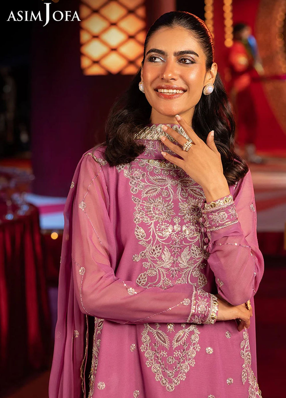 Rejoice by Asim Jofa Embroidered Chiffon Suits Unstitched 3 Piece AJ25RF AJLFF-07-UNS - Festive Collection