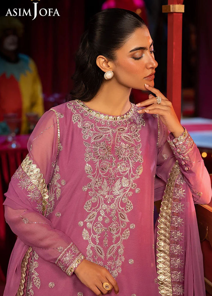 Rejoice by Asim Jofa Embroidered Chiffon Suits Unstitched 3 Piece AJ25RF AJLFF-07-UNS - Festive Collection
