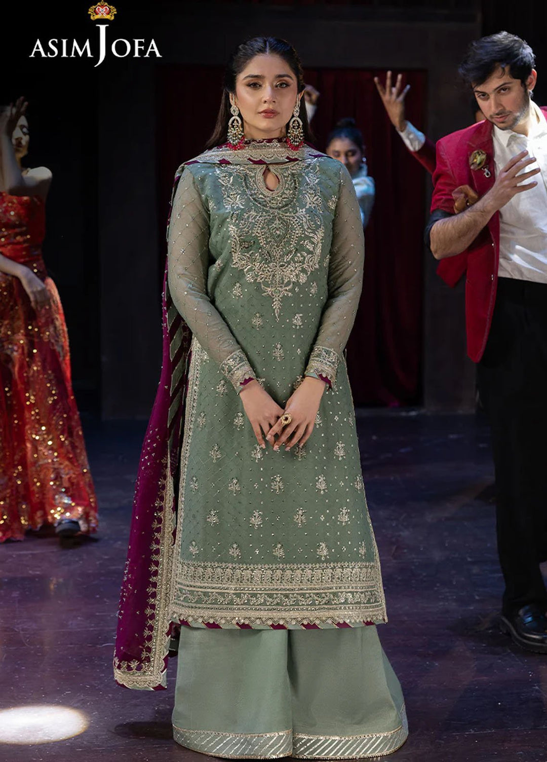 Rejoice by Asim Jofa Embroidered Chiffon Suits Unstitched 3 Piece AJ25RF AJLFF-13-UNS - Festive Collection