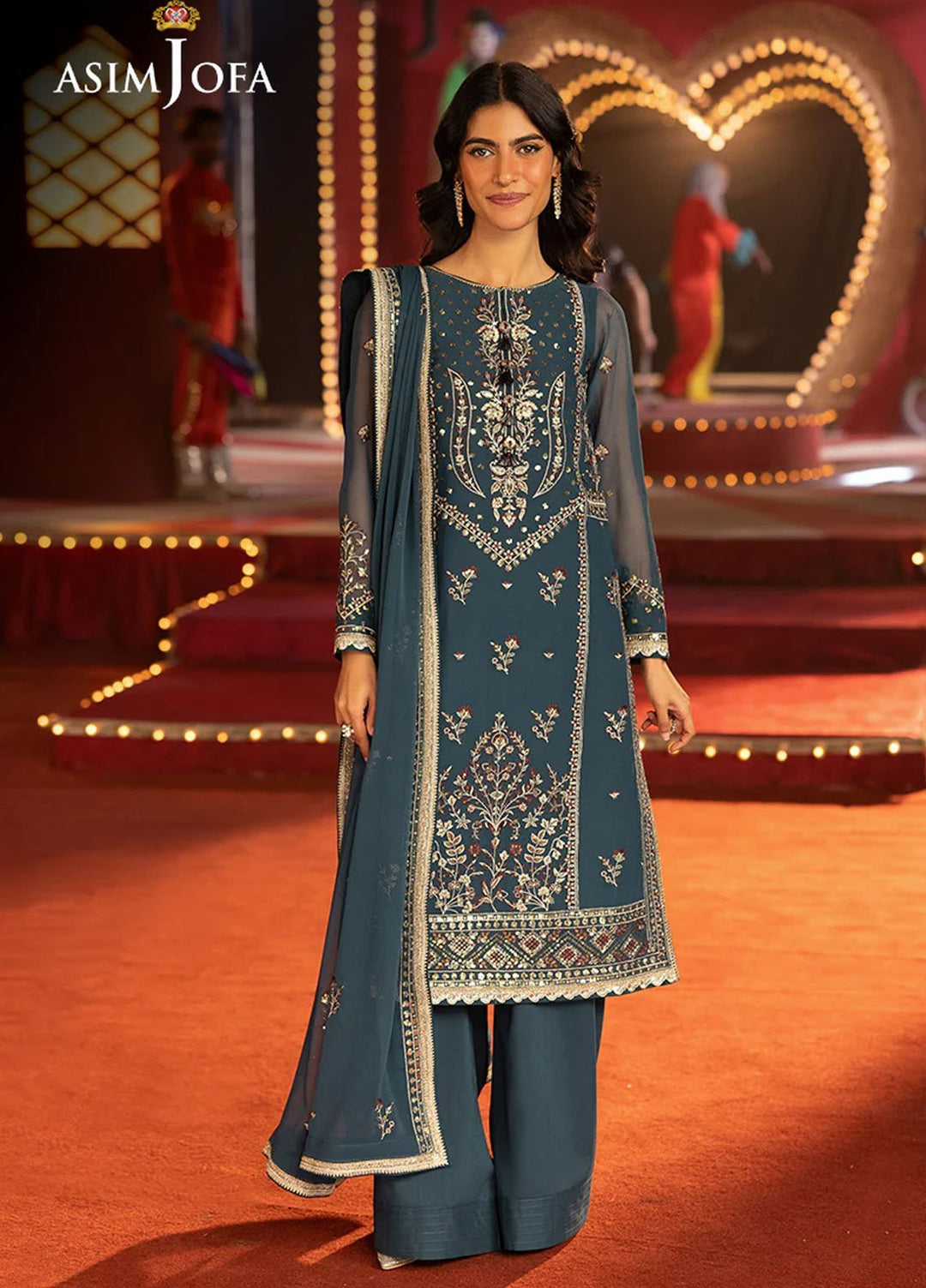 Rejoice by Asim Jofa Embroidered Chiffon Suits Unstitched 3 Piece AJ25RF AJLFF-15-UNS - Festive Collection