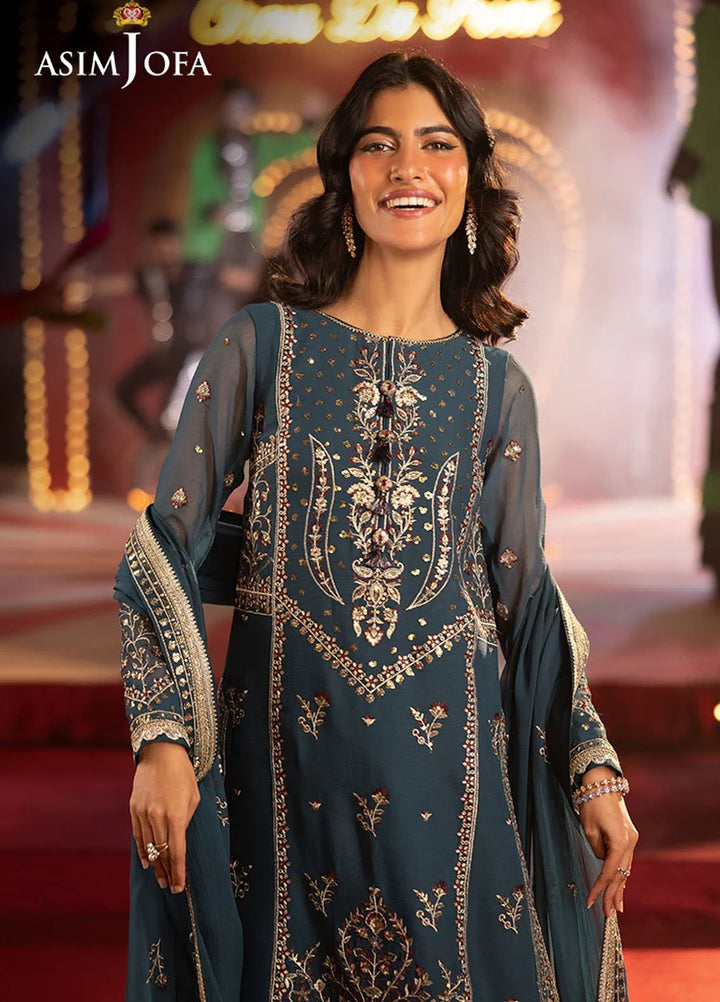 Rejoice by Asim Jofa Embroidered Chiffon Suits Unstitched 3 Piece AJ25RF AJLFF-15-UNS - Festive Collection
