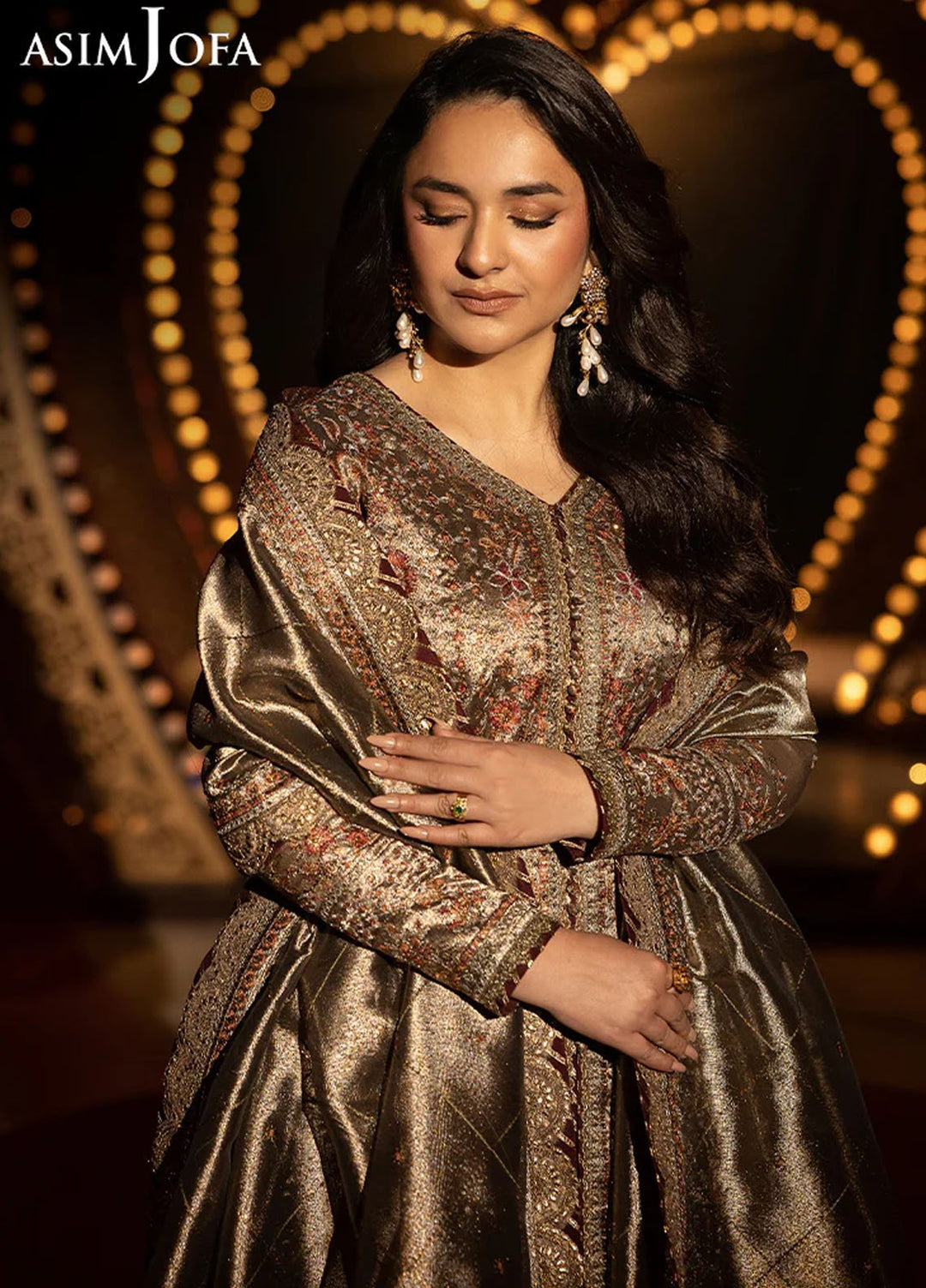 Rejoice by Asim Jofa Embroidered Zari Tissue Suits Unstitched 3 Piece AJ25RF AJLFF-09-UNS - Festive Collection
