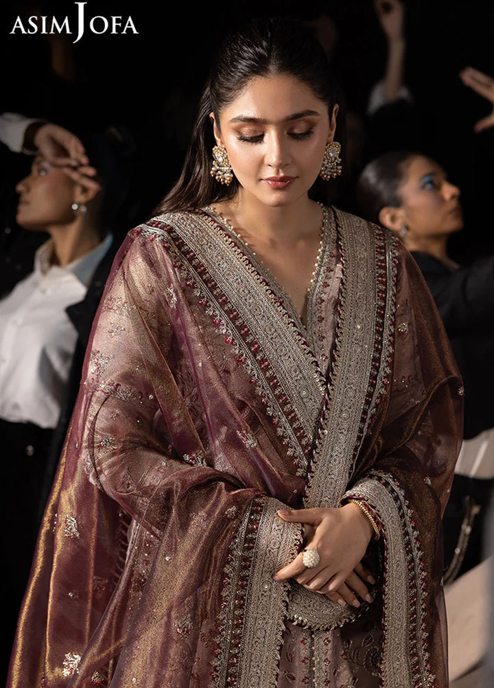 Rejoice by Asim Jofa Embroidered Zari Tissue Suits Unstitched 3 Piece AJ25RF AJLFF-10-UNS - Festive Collection