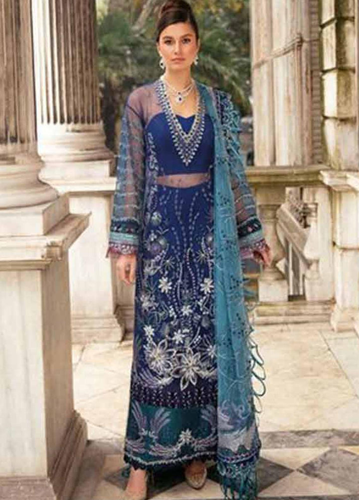 Republic WomensWear Embroidered Net Suits Unstitched 3 Piece RW21WU D-02 (Pervenche) - Luxury Formals Collection