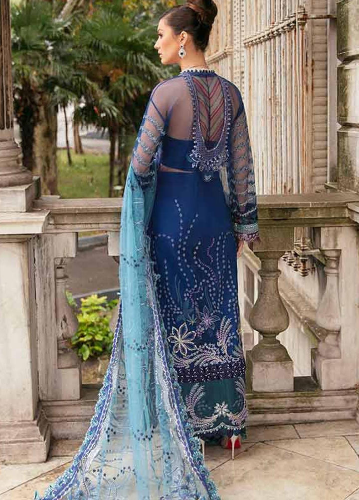 Republic WomensWear Embroidered Net Suits Unstitched 3 Piece RW21WU D-02 (Pervenche) - Luxury Formals Collection