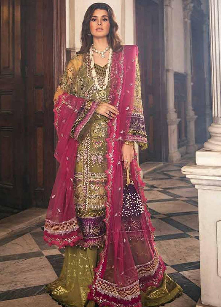 Republic WomensWear Embroidered Net Suits Unstitched 3 Piece RW21WU D-05 (Zinnia) - Luxury Formals Collection