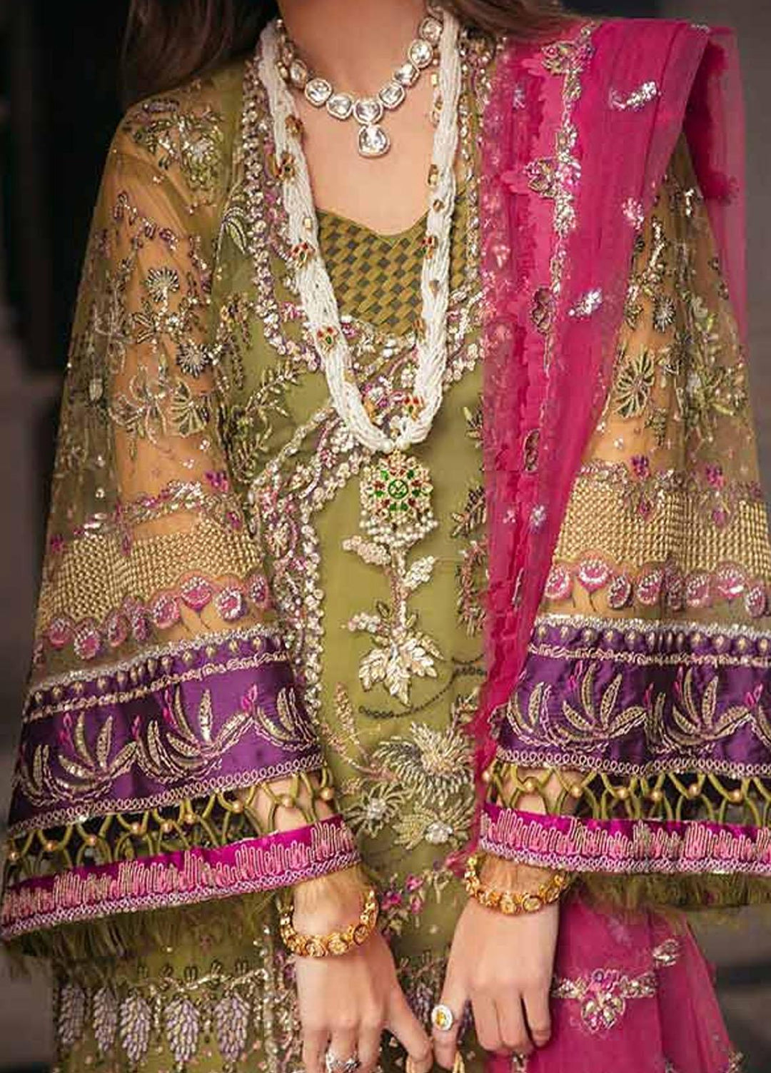 Republic WomensWear Embroidered Net Suits Unstitched 3 Piece RW21WU D-05 (Zinnia) - Luxury Formals Collection