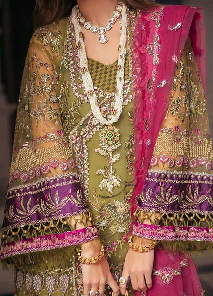 Republic WomensWear Embroidered Net Suits Unstitched 3 Piece RW21WU D-05 (Zinnia) - Luxury Formals Collection