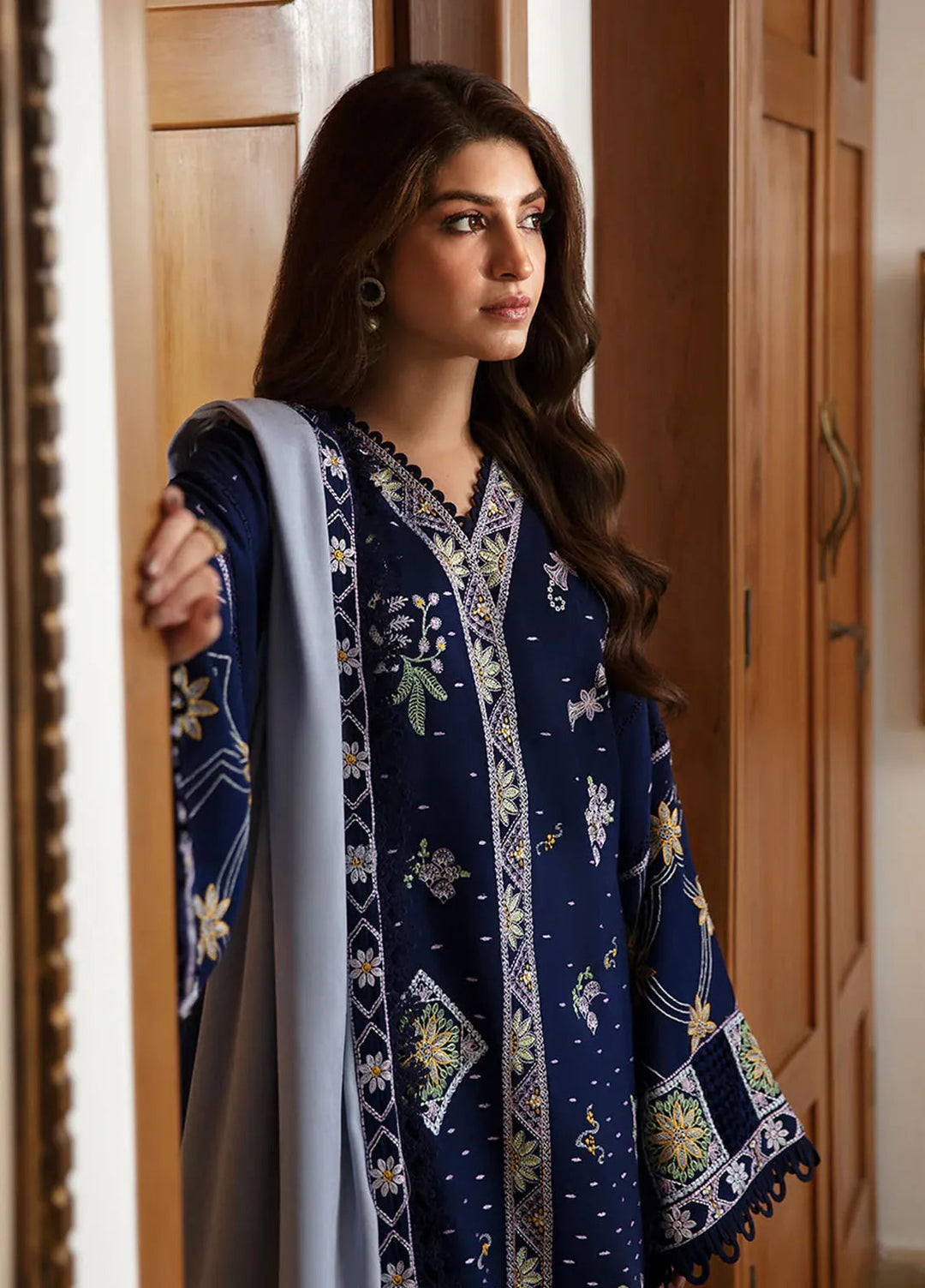 Republic WomensWear Embroidered Karandi Suits Unstitched 3 Piece RW24W D1 Zira - Winter Collection