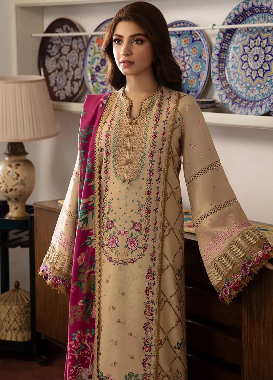 Republic WomensWear Embroidered Karandi Suits Unstitched 3 Piece RW24W D12 Kiara - Winter Collection