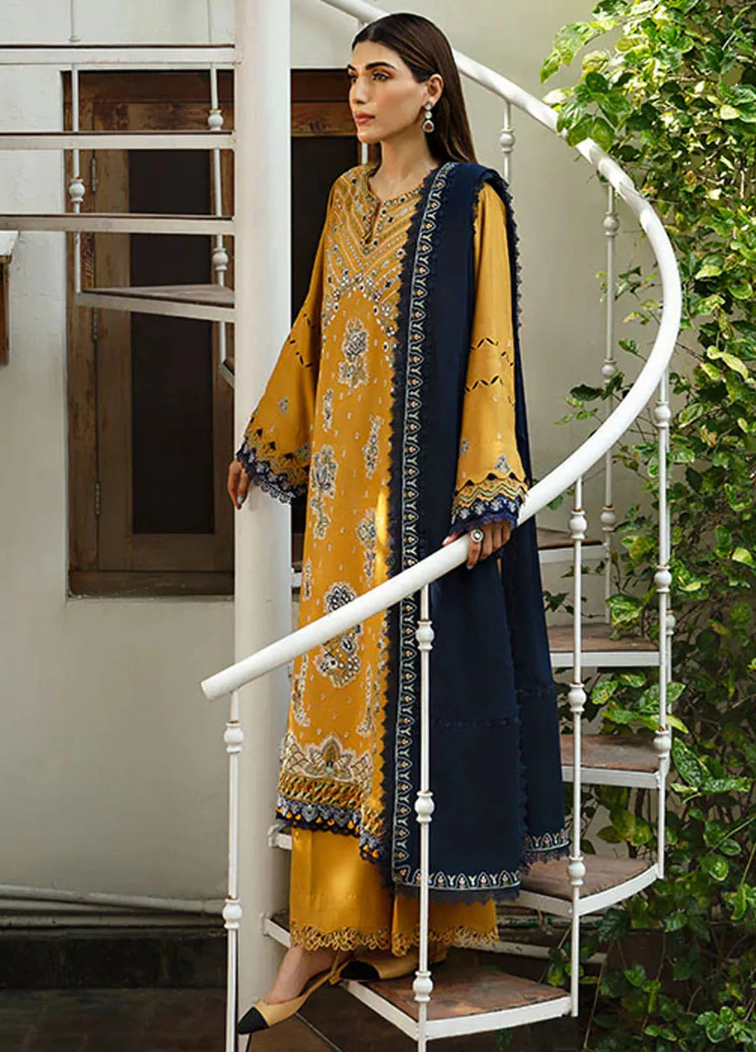 Republic WomensWear Embroidered Karandi Suits Unstitched 3 Piece RW24W D5 Feeha - Winter Collection