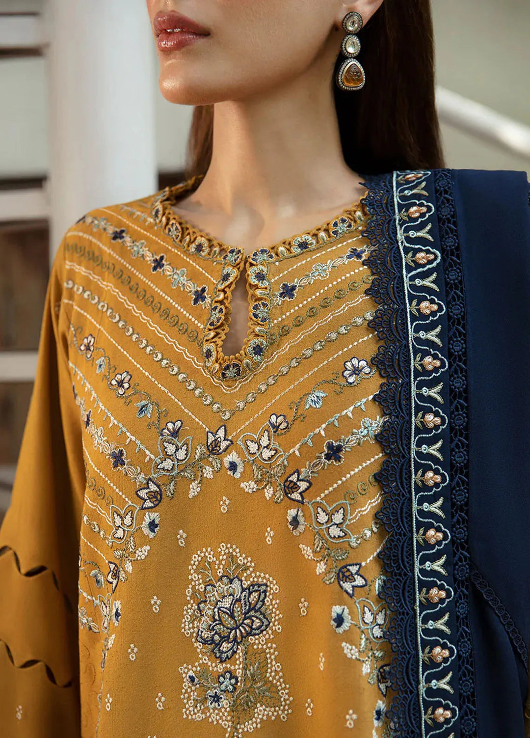 Republic WomensWear Embroidered Karandi Suits Unstitched 3 Piece RW24W D5 Feeha - Winter Collection