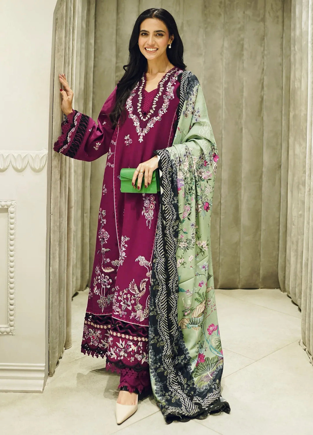 Republic WomensWear Embroidered Khaddar Suits Unstitched 3 Piece RW24W D3 Nara - Winter Collection