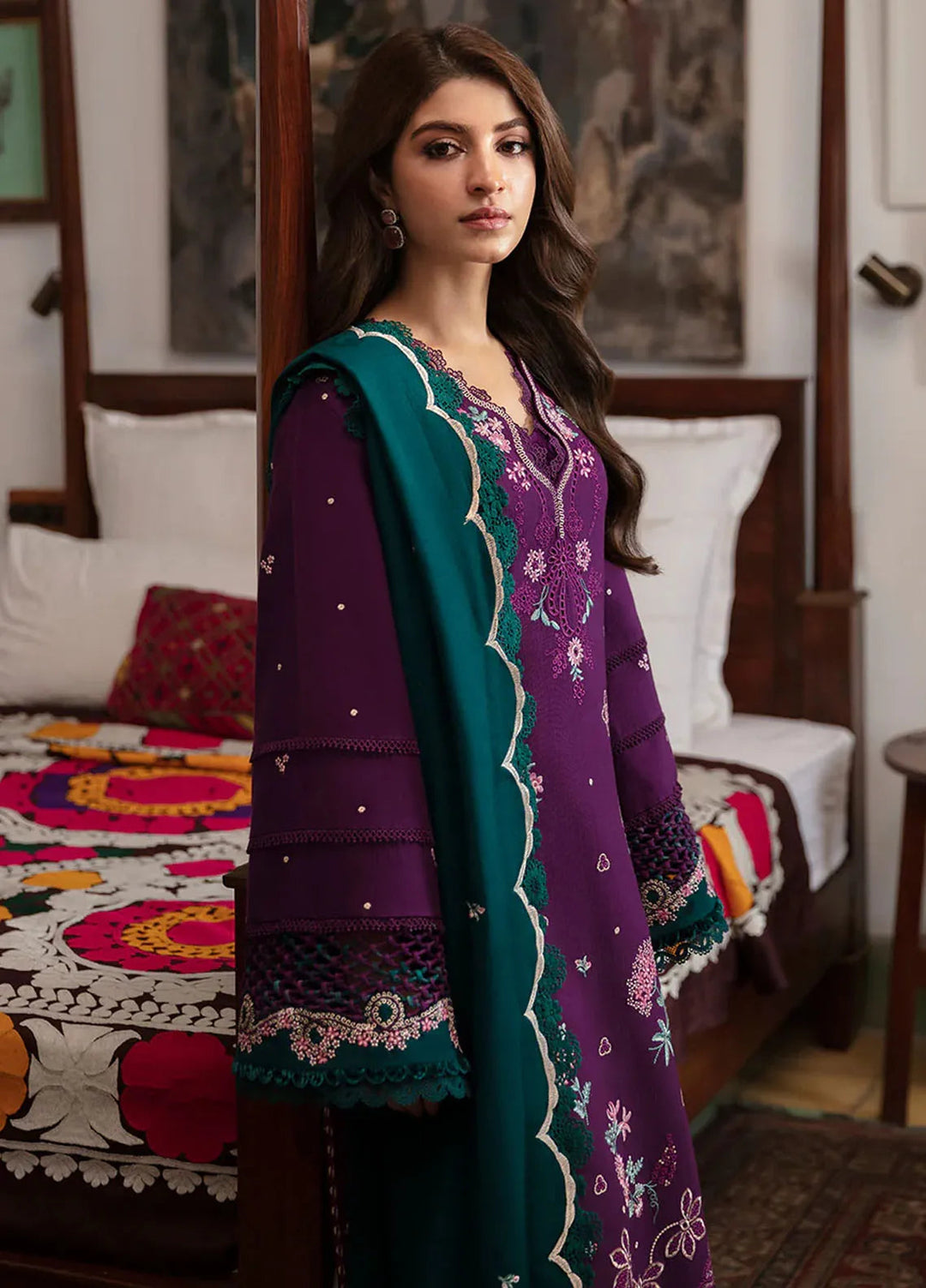 Republic WomensWear Embroidered Khaddar Suits Unstitched 3 Piece RW24W D4 Mirea - Winter Collection